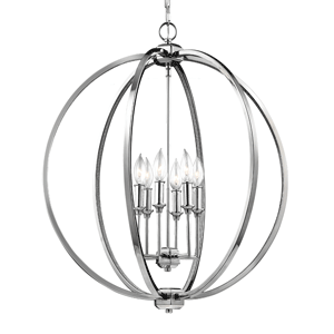 Feiss F3061-6 PN Corinne Orb chandelier with crystal inlay