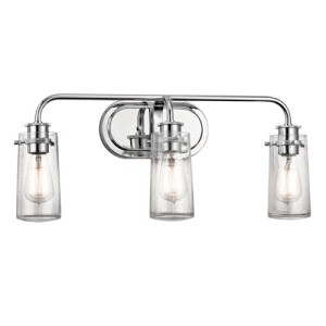 Braelyn Collection 3-Light Bath Vanity in Chrome with Clear Seeded Glass Shades Kichler 45459CH