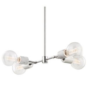Mitzi Collection 4-Light Pendant in Polished Nickel with Clear Glass Globes Hudson Valley H120704-PN