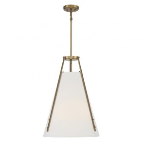 Newport Collection 4-Light Pendant in Warm Brass with Soft White Fabric Shade Savoy House 7-2521-4-322