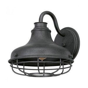 Saluda Collection 1-Light Outdoor Wall Mount Lantern in Distressed Iron with Distressed Iron Shade Quoizel SDA8412DO