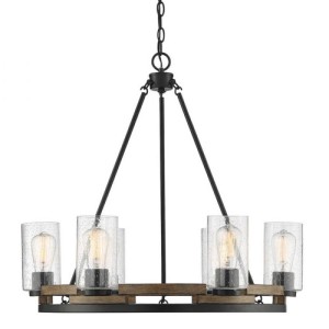 Lynwood Collection 6-Light Chandelier in Lodge Finish with Seeded Glass Shades Lighting One V6-L1-7600-6-185