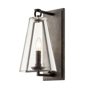 Adamson Collection 1-Light wall Sconce in French Iron with Clear Glass Shade Troy Lighting B7401