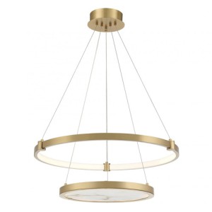 Mayer Collection LED Chandelier in Warm Brass with Suspended Circlets Savoy House V6-L7-7120-50-322