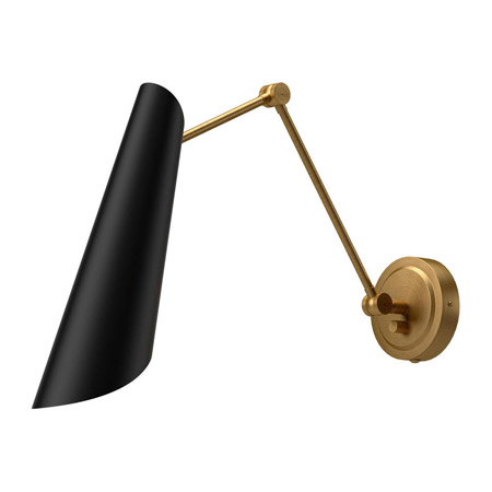 Gabriel Collection 1-Light Swingarm Wall Light in Black and Aged Gold Alora Lighting WV572325MBAG $210.00