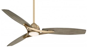 Molino Collection 65” 3-Blade Ceiling Fan in Soft Brass with Seashore Grey Blades and LED Light Minka Aire F742L-SBR