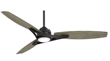 Molino Collection 65” 3-Blade Ceiling Fan in Coal with Seashore Grey Blades and LED Light Minka Aire F742L-CL/SG