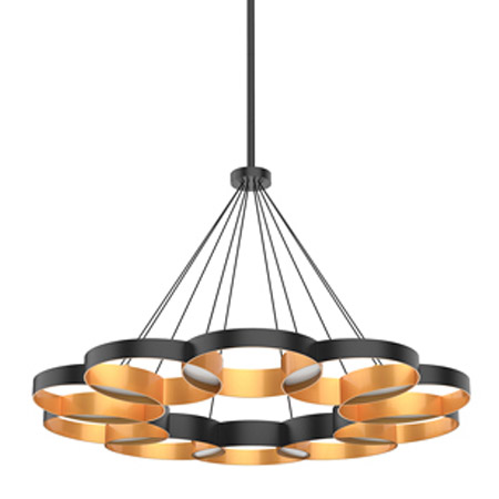 Maestro Collection LED Chandelier with Outer Black / Inner Gold Metal Linked Rings Kuzco CH90833-BK/GD