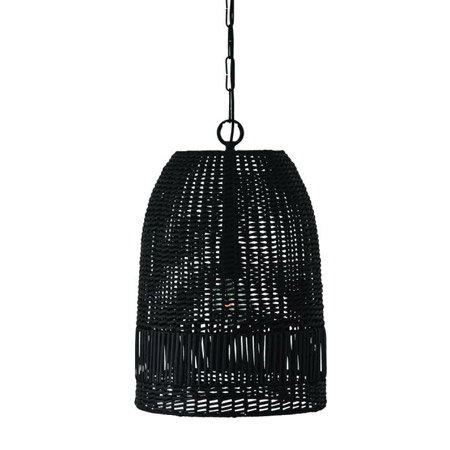 Naomi Collection 1-Light 13.75” Pendant in Matte Black with Hand-Woven Painted Rattan Basket Shade Capital 347512MB