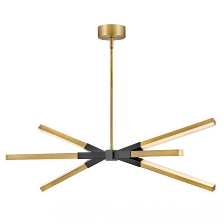 Rae Collection LED Linear Pendant in Jetted Black or Lacquered Brass Arms Fredrick Ramond FR30618LCB