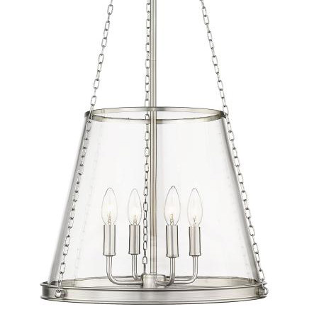 Prescott Collection 4-Light Pendant in Brushed Nickel with Tapered Clear Glass Shade Z-Lite 341P18-BN