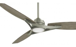 Molino Collection 65” 3-Blade Ceiling Fan in Burnished Nickel with Seashore Grey Blades and Integrated LED Light Minka-Aire F742L-BNK