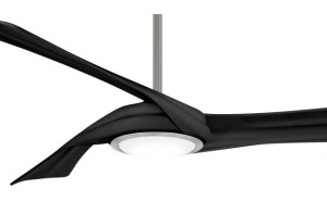 60” curl 3-Blade Ceiling Fan in Brushed Nickel with Coal Blades and Integrated LED Light.