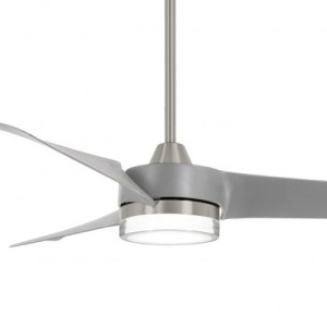 Veer Collection 56” 3-Blade Ceiling Fan in Silver, Flat White or Coal with LED Clear Acrylic Light Lens Minka Aire F692L-BN/SL Or F692L-WHF