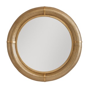 Burr Collection 32” Round Mirror in Perforated Polished Brass Capital Lighting 736101MM