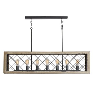 Urban Collection 7-Light Linear Pendant in Sea Salt with Wood Frame Capital Lighting 835271SS