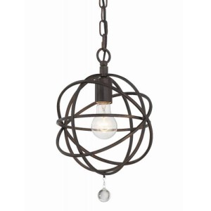 Solaris Collection 1-Light Pendant in English Bronze with Sphere-Shaped Wrought Cage Crystorama 9220-EB