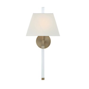 Renee Collection 1-Light Wall Sconce in Aged Brass with Empire Rectangle White Silk shade Crystorama REN-261-AG