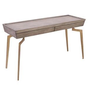 Larocca Collection Wooden Console Table in Grey Birch with Soft Gold Finished Legs Elk Home 164-003