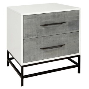 Dovetail Collection 2-Drawer Chest with Painted White Wood Frame and Grey Cerused Wood Drawers Elk Home 7011-1508