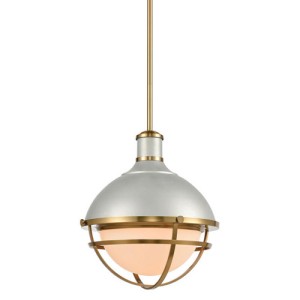 Jenna Collection 1-Light Pendant in Satin Silver/Satin Brass with Frosted Glass Diffuser Elk Home 16565/1