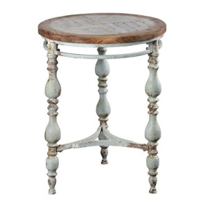 Steele Collection 28” H x 21” W Blue Side Table in Reclaimed Wood with Turned egs Forty West 22807