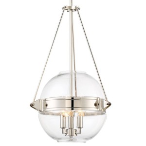 Atrio Collection 3-Light Pendant in Polished Nickel with Clear Glass Globe Shade Minka Lavery 2291-613