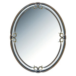 Duchess Mirror 30” H x 24” W Oval Mirror in Palladian Bronze with Hand-Forged Iron Swirls Quoizel DH43024PN