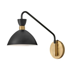 Simon Collection 1-Light Wall Sconce in Deep Black with Heritage Brass Lark 83250BK-HB