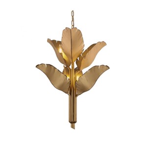 Banana Leaf Collection 6-Light Chandelier in Gold with Hand-Formed Leaves Varaluz 901C06GO