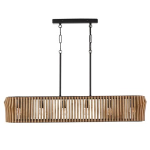 Archer Collection 6-Light Linear Chandelier in Light-Stained Wood and Matte Black Capital Lighting 844661WK