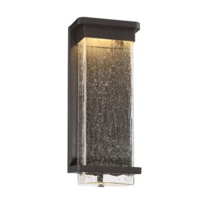 Vitrine Collection LED Outdoor Wall Sconce in Bronze with Seedy Glass Panel Shade Modern Forms WS-W32516-BZ