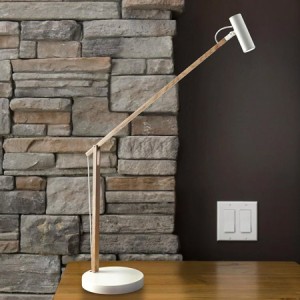 Crane Collection 1-Light Desk Lamp in Natural Ash Wood with Adjustable Metal Shade Adesso AD9100-12