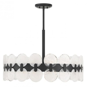 Boca Collection 6-Light Chandelier in Matte Black with Striated Piastra Glass Disc Shade Savoy House 1-3720-6-89