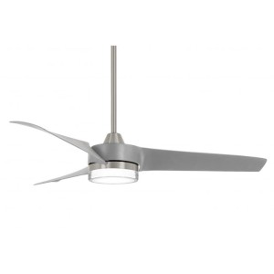 Veer Collection 56” 3-Blade Ceiling Fan in Silver with Frosted White Integrated LED Light Minka Aire F692L-BN/SL
