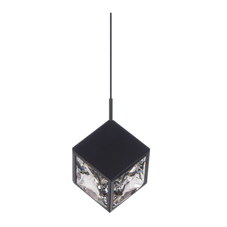 Ice Cube Collection 8” LED Mini Pendant in Black with Crystal Diffuser WAC PD-29308-BK
