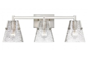 Analia Collection 3-Light Bath Vanity in Brushed Nickel with Clear Textured Glass Shades Z-Lite 1101-3V-BN