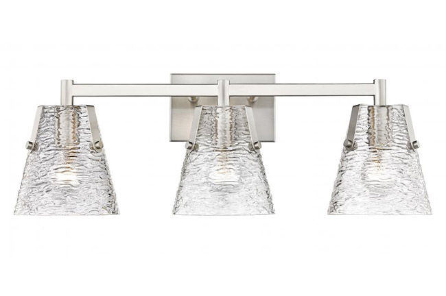Analia Collection 3-Light Bath Vanity in Brushed Nickel with Clear Textured Glass Shades Z-Lite 1101-3V-BN