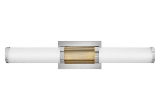 Zevi Collection LED Bath Vanity in Polished Nickel with Ribbed Cuff and Opal Glass Baton Hinkley 50062PN