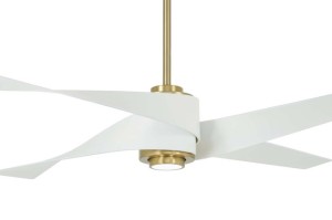 Artemis Collection 64” 4-Blade Ceiling Fan in Brass with Matte White Blades Minka Aire F903L-SBR/WHF