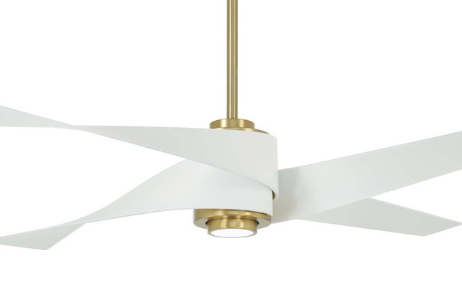 Artemis Collection 64” 4-Blade Ceiling Fan in Brass with Matte White Blades Minka Aire F903L-SBR/WHF