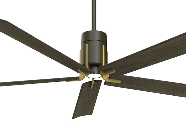 Clean Collection 60” 5-Blade Ceiling Fan in Oil Rubbed Bronze and Toned Brass with Urban Walnut Blades Minka Aire F684L-ORB/TB