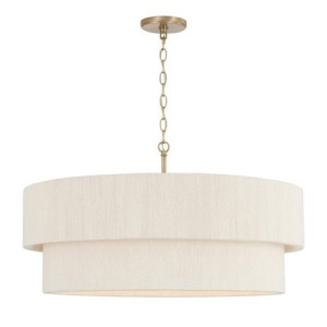 Delaney Collection 4-Light Pendant in Matte Barss with Bleached Natural Rope Shade Capital Lighting 349842MA