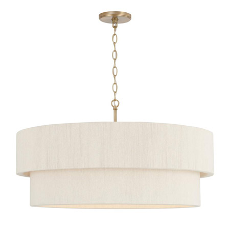 Delaney Collection 4-Light Pendant in Matte Brass with Bleached Natural Rope Shade Capital Lighting 349842MA