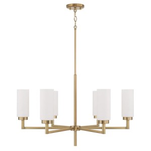 Alyssa Collection 6-Light Chandelier in Aged Brass with White Faux Alabaster Glass Shades Capital Lighting 451761AD