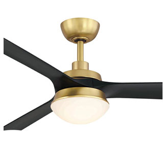 Barlow Collection 52” 3-Blade Ceiling Fan in Brushed Satin Brass with Black Blades and Opal Frosted Glass LED Light FP6807BSBL
