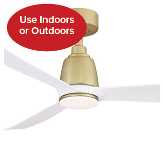 Kute Collection 52” 3-Blade Ceiling Fan in Brushed Satin Brass with Matte White Blades and Optional LED Light FPD8534BS