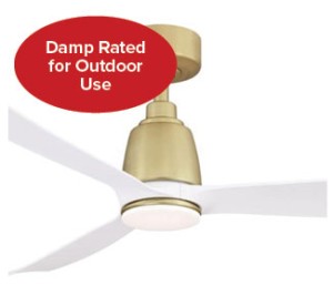 Kute Collection 52” 3-Blade Ceiling Fan in Brushed Satin Brass with Matte White Blades and Optional LED Light FPD8534BS