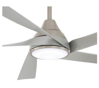 Transonic Collection 56” 5-Blade Ceiling Fan in Brushed Nickel with Frosted White LED Light Minka Aire F765L-BN/SL