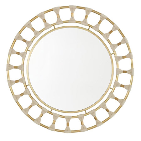 Luxe Collection 34.5” Round Mirror in Hand-Applied Patinaed Brass with Bleached Rope-Wrapped Accents Capital Lighting 741102MM